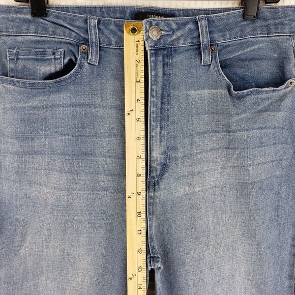 Forever 21 Denim Jeans Slitted Bell Bottoms Long High Waist Size 31 - Picture 7 of 11